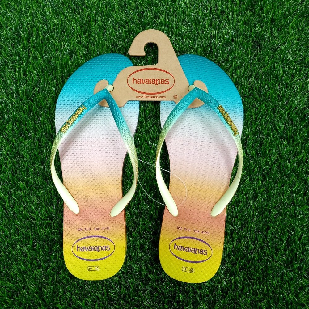 Havaianas Women's Flip Flops, Size 9/10 (39-40), Slim Turquoise Gradient, NWOT